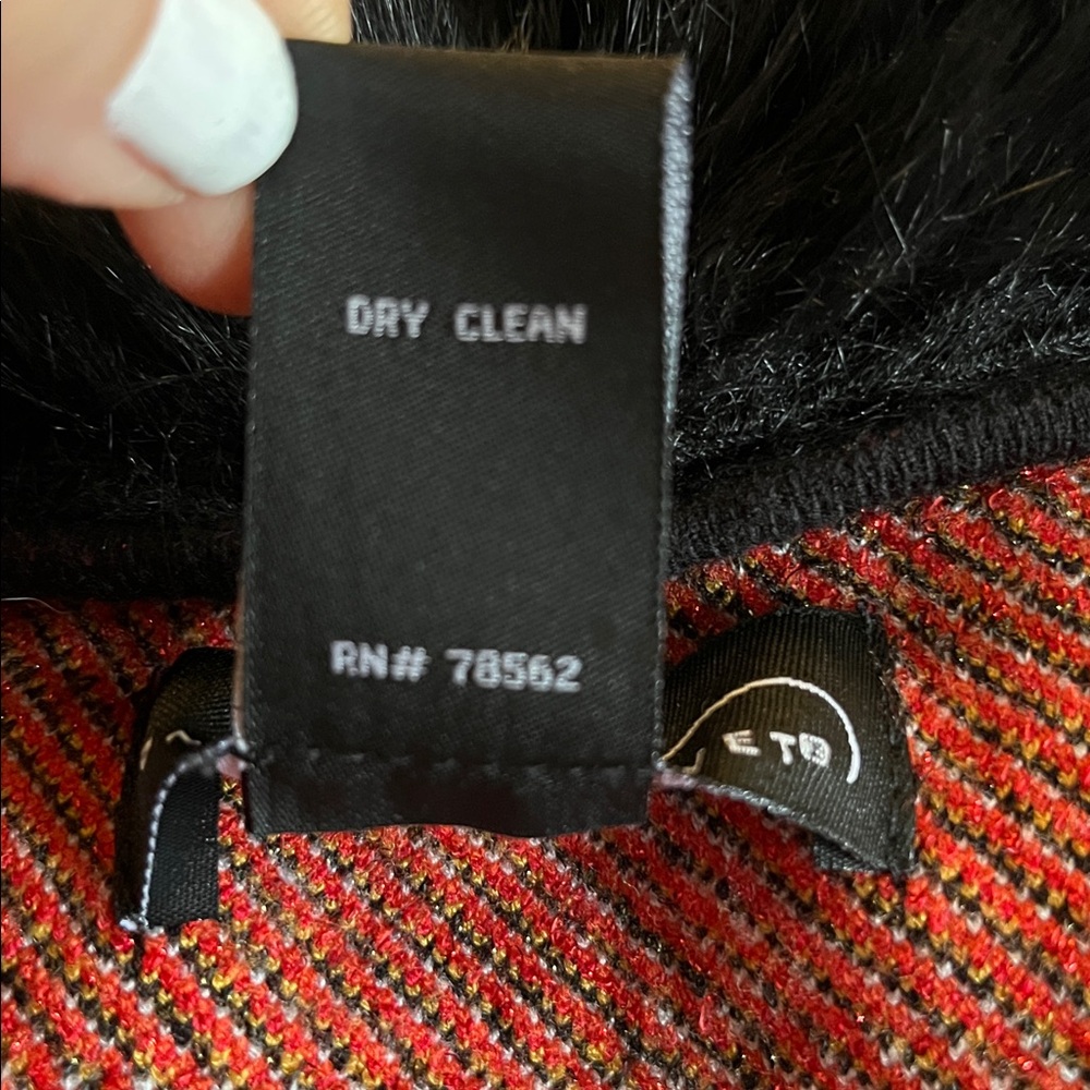 Midnight Velvet Boho Multicolor Penny Lane style Cardigan Coat Black Faux Fur M - Picture 16 of 17